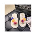 thumbnail image 3 of Woobling Ladies Slide Sandals Flat Plush Slipper Slip On Fuzzy Slippers Home Non-slip Open Toe Fluffy Slides Beige 7.5, 3 of 7