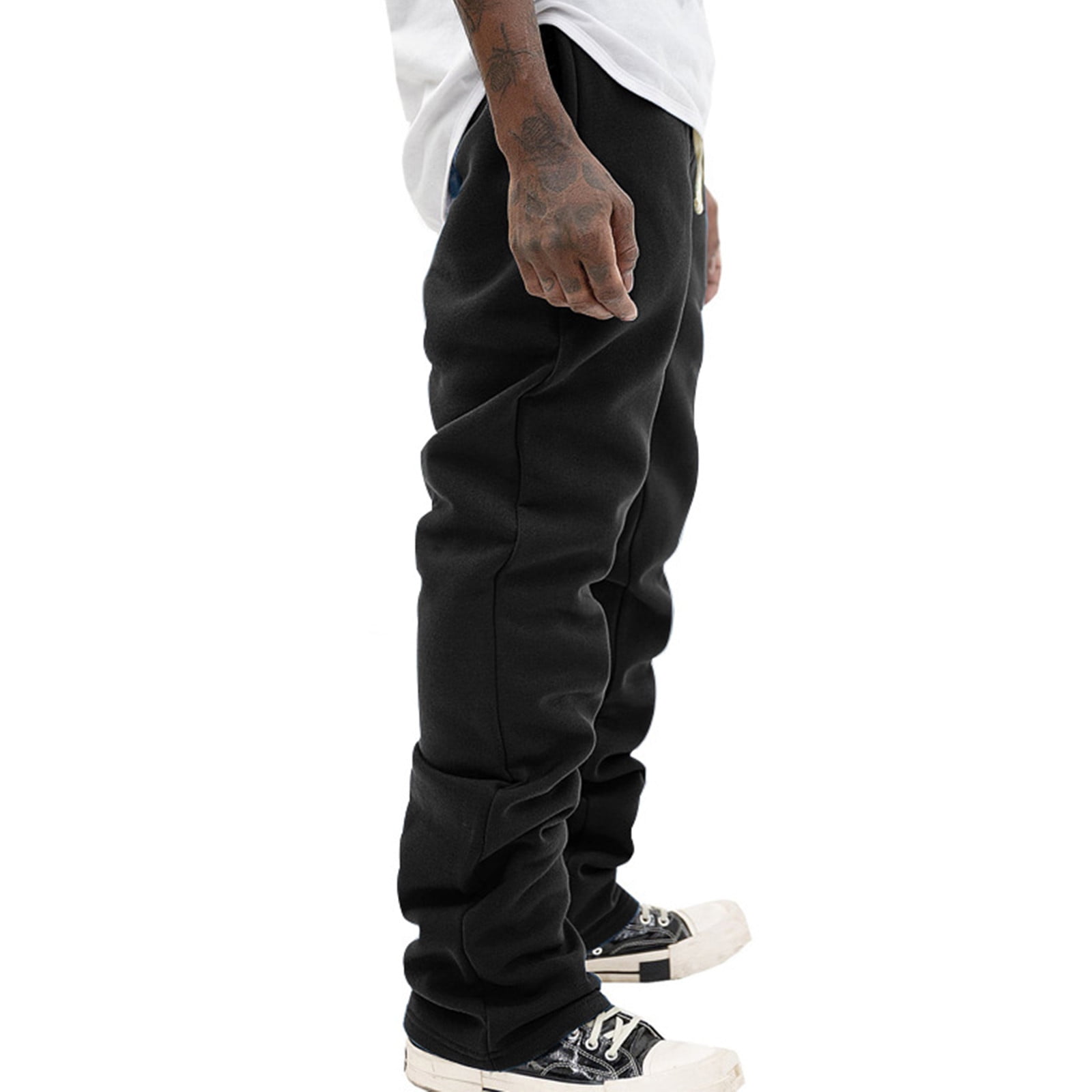 Rloper-Lop Mens Stacked Flared Sweatpants Loose Fit Casual