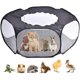 thumbnail image 1 of Parque infantil para conejos y animales pequeños, jaula para cobayas, tienda con cubierta, bolígrafo portátil para juegos para mascotas, valla de patio para ejercicios en interiores y exteriores para cachorros, gatitos y hámster (negro) Rojo Verde RV1016-0123662FYD, 1 of 5