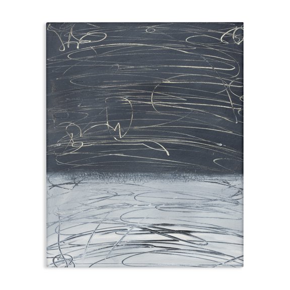 Stupell Industries Contemporary Modern Grey Abstract Horizon Chaotic Line Scribble Canvas Art, 16 x 20, by Bronwyn Baker