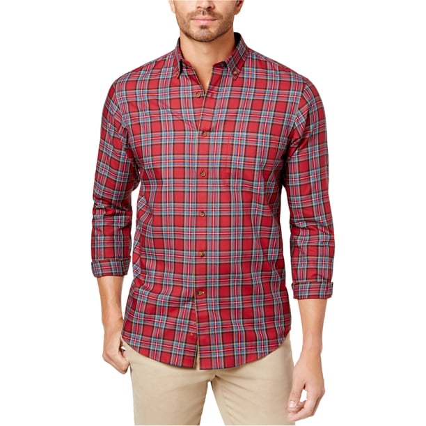 Club Room - Camisa a cuadros marrasquino para hombre, color rojo, pequeña