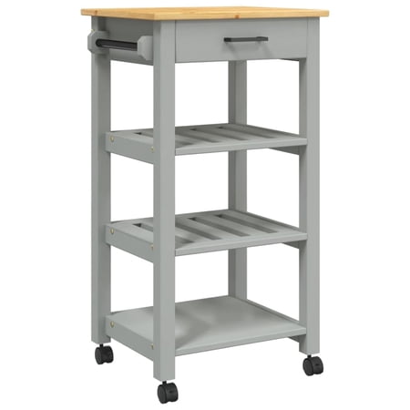 vidaXL Kitchen Trolley MONZA Solid Pine Wood Rolling 1-Count 18.9 x 15.7 x 35.4