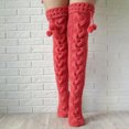 thumbnail image 3 of TINYSOME Women Winter Chunky Cable Knit Thigh High Socks Cute Plush Ball Bowknot Over Knee for Extra Long Stockings Boot Cover Solid Color Leg Warmers, 3 of 13
