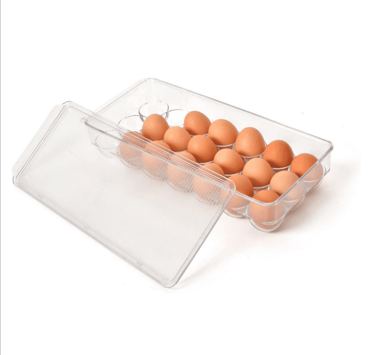 21 Eggs/Each Clear Fridge Egg Storage Drawer Stackable for Kitchen Organizer 21 Eggs Fridge Stackable Egg Container Storage Bin with Lid Egg Tray for Refrigerator with Handle Egg Holder for Refrigerator Set of 1 Fridge Egg Organizer with Cover 