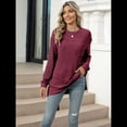 thumbnail image 4 of Camisa de Larga para Mujer, Suéter de Otoño, Túnica Informal, Top Holgado con Bolsillos. Vino Tinto L, 4 of 10