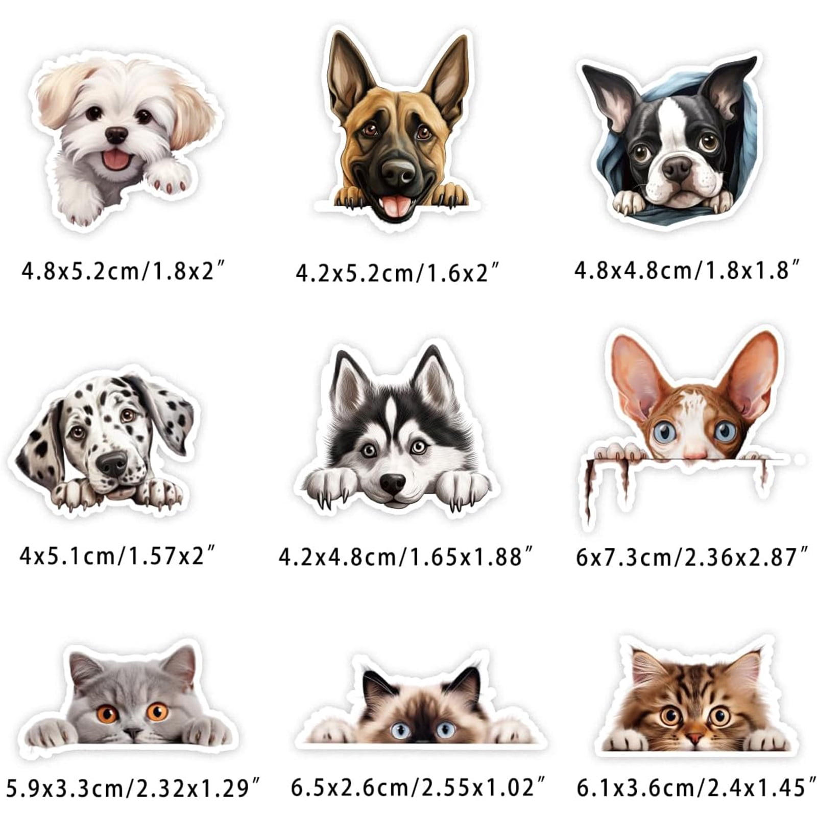 100 Pcs Peeking Cats & Dogs Stickers Cute Animal Vinyl Decals for Laptop Water Bottle Scrapbooking Journaling DIY Crafts Christmas Gifts