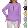 thumbnail image 1 of Camisas para mujer,Blusa holgada de manga larga con cuello redondo para mujer, mezcla de poliéster de color liso, cómoda para uso diario y trabajo, sopatenor, 1 of 8