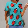 thumbnail image 6 of Ladybug Pattern Print-2 Women's T-Shirt Short Sleeve T Shirts Tops Tee Ladies Loose T, 6 of 6