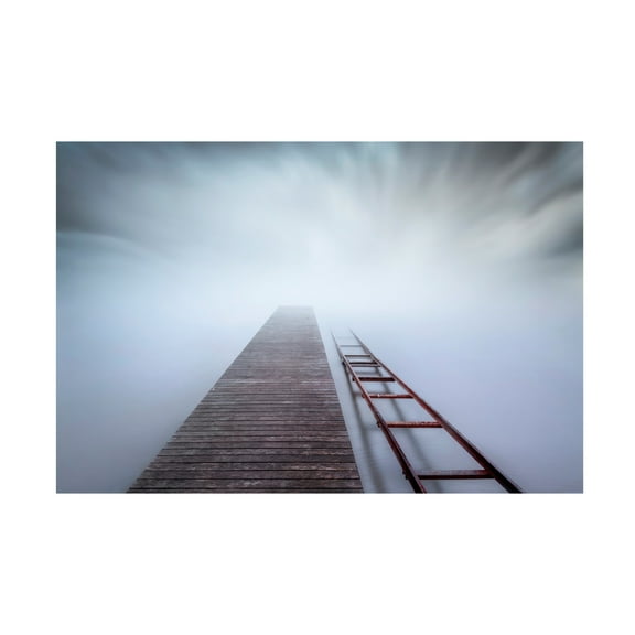 Canvas Wall Art - Joaquin Guerola 'Pier And Rail' Wall Art for Living Room, Bedroom, or Office D?cor by Trademark Fine Art - 19 x 12 Inches