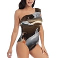 thumbnail image 3 of Honeii Coral Fish Dolphin for women's one-piece swimsuit featuring a chic one-shoulder design experience elegance and style in the water-Medium, 3 of 6