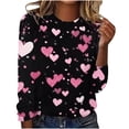thumbnail image 2 of VKOYWKM Happy Valentines Day Shirts Women Funny Love Graphic T Shirts Long Sleeve Casual Crew Neck Shirts Loose Fit Holiday Tops Valentines Day Gifts for Women, 2 of 4
