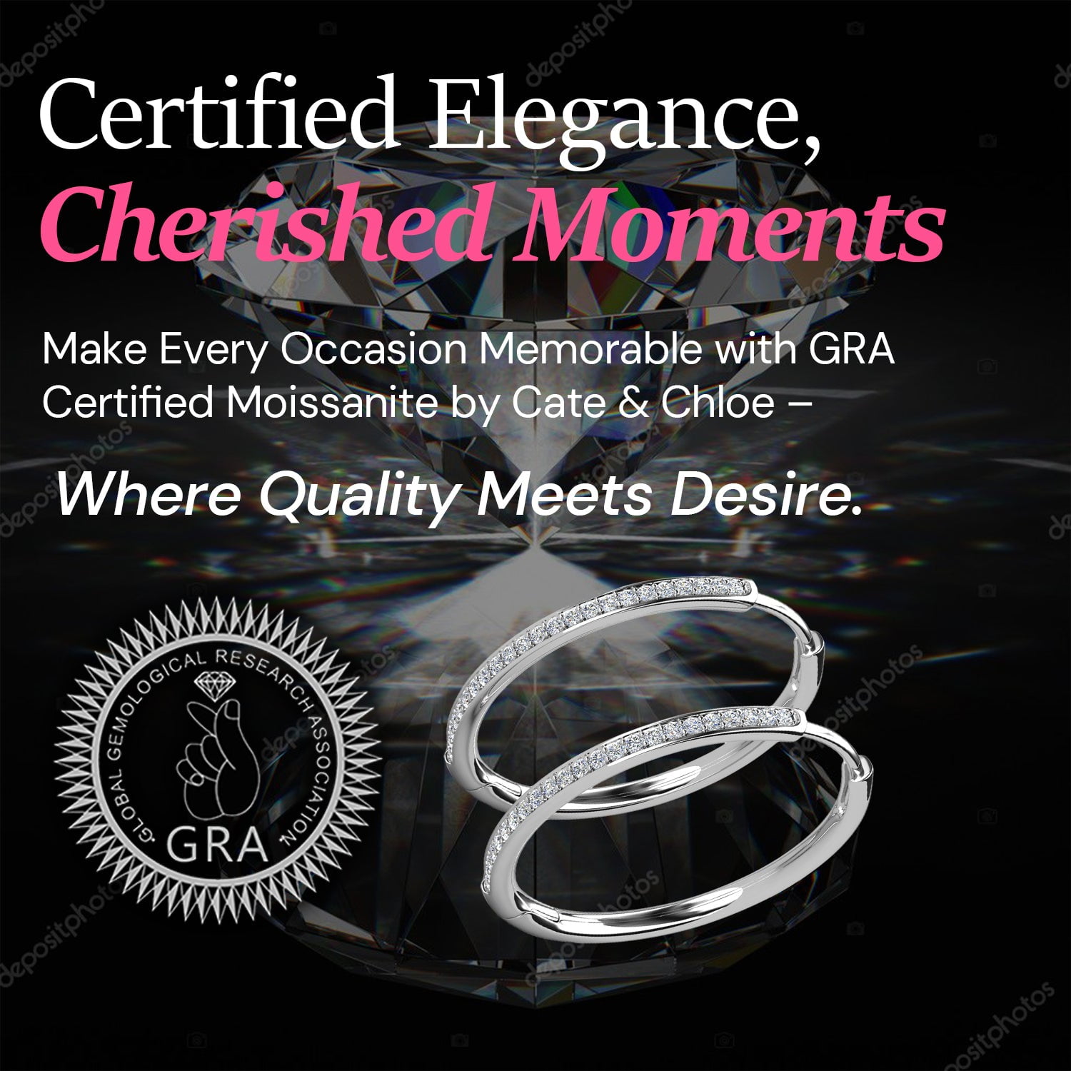 Moissanite by Cate & Chloe Delaney 925 Sterling Silver Hoop Earrings 0.23TCW for Women, Gift for Her