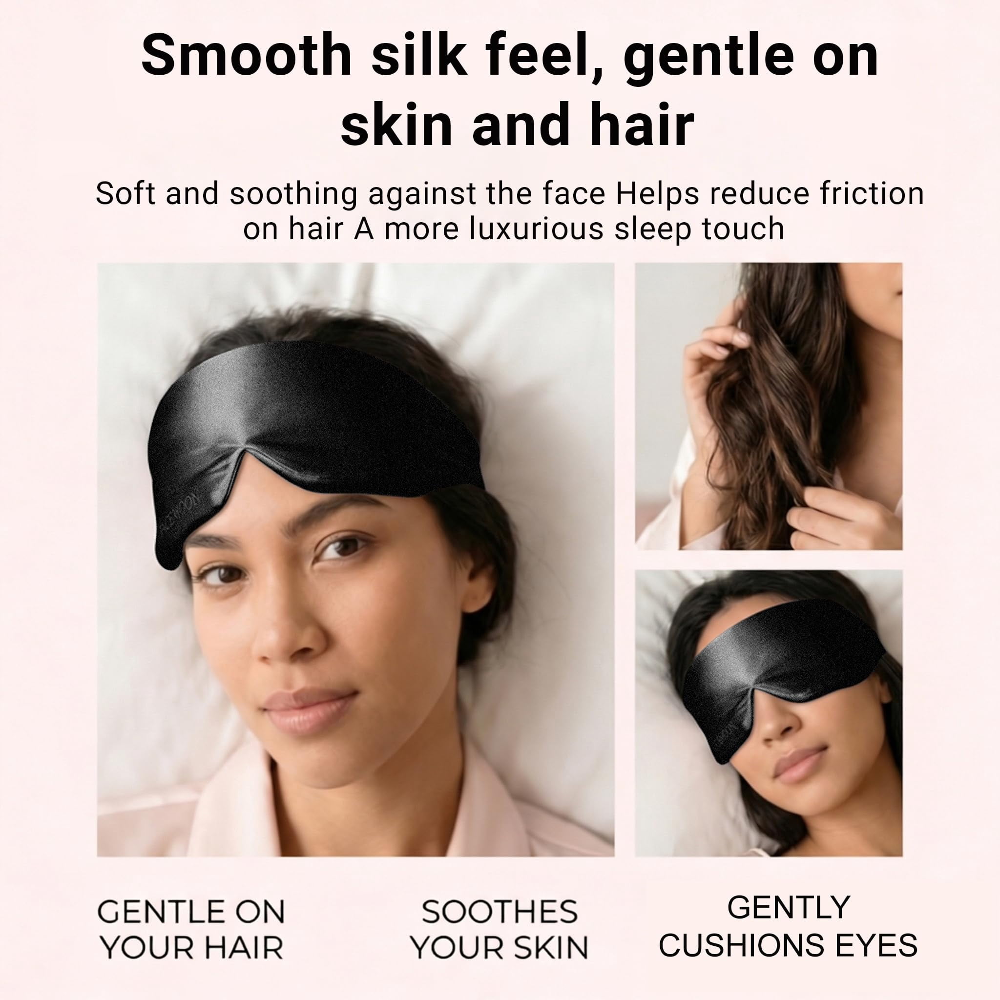 FACEMOON 100% Mulberry Silk Sleep Mask, Adjustable Strap, Light Blocking