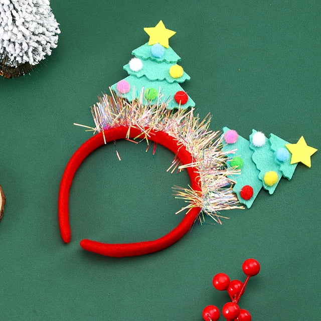 pstuiky Diademas de tela con forma de árbol de Navidad, hebillas, accesorios para la cabeza, decoraciones para fiestas de adultos y niños