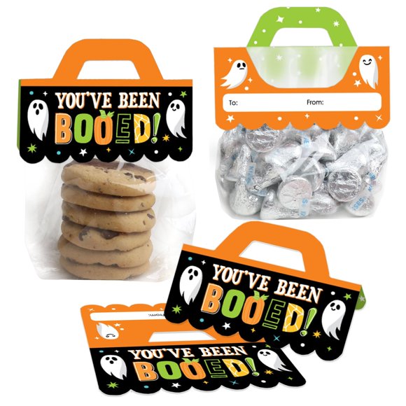 Boo-tiful Ghost Party Favor Labels for DIY Goodie Bags - Set of 24 Clear Candy Bag Toppers for Spooky Celebrations and Halloween Fun