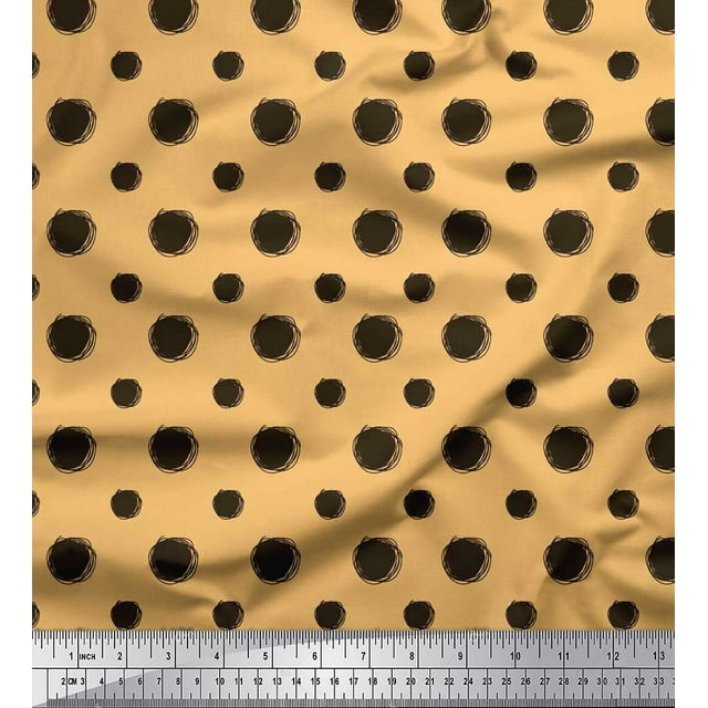 Soimoi Crepe Silk Fabric Dots Dots Decor Fabric Printed Yard 42 Inch Wide