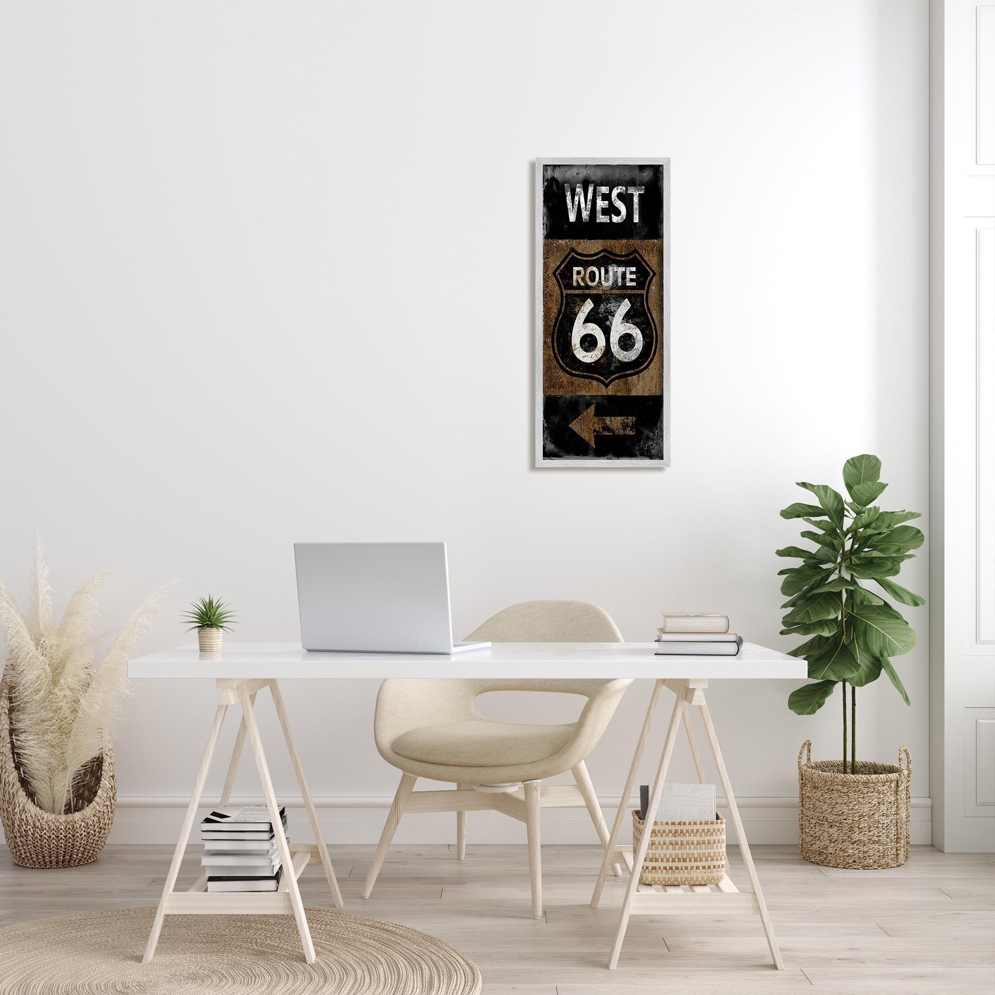 Stupell Industries Rustic Highway Route 66 Symbol Left Arrow Directional, 13 x 30, Designed by Luke Wilson