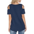 thumbnail image 6 of Dpjklzsn Women's Cutout Shoulder T-Shirt, Short Sleeve Crew Neck Cinched Waist Top, 6 of 8