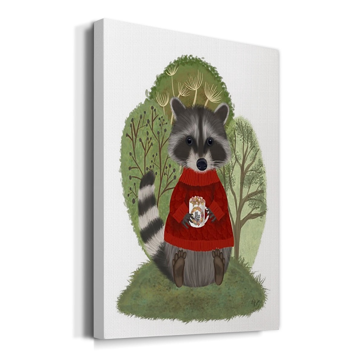 Hot Chocolate Raccoon Premium Gallery Wrapped Canvas - Ready to Hang