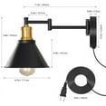 thumbnail image 2 of Set of 2 Black-Gold Swing Arm Wall Light for Bedroom, Bedside Reading Light by Oumilen(Bulb Not Included), 2 of 6