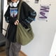 thumbnail image 4 of (FBA Se Pliega Una Vez Y Se Reedita) Bolso Hombro para Mujer Gran Capacidad Retro Japonés Harajuku Japonés Color Sólido 474 Verde, 4 of 9
