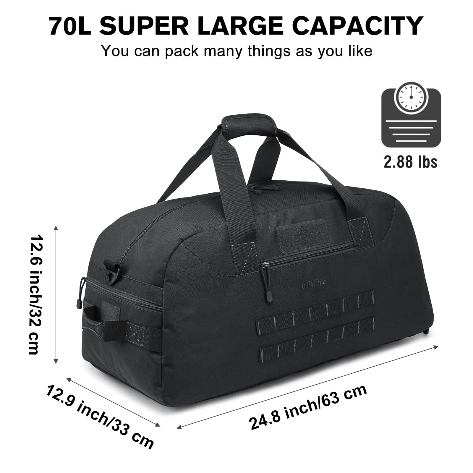 G4Free 70L Large Sports Duffle Bag for Men Gym Travel Backpack with Shoes Compartment Convertible Duffel Backpack