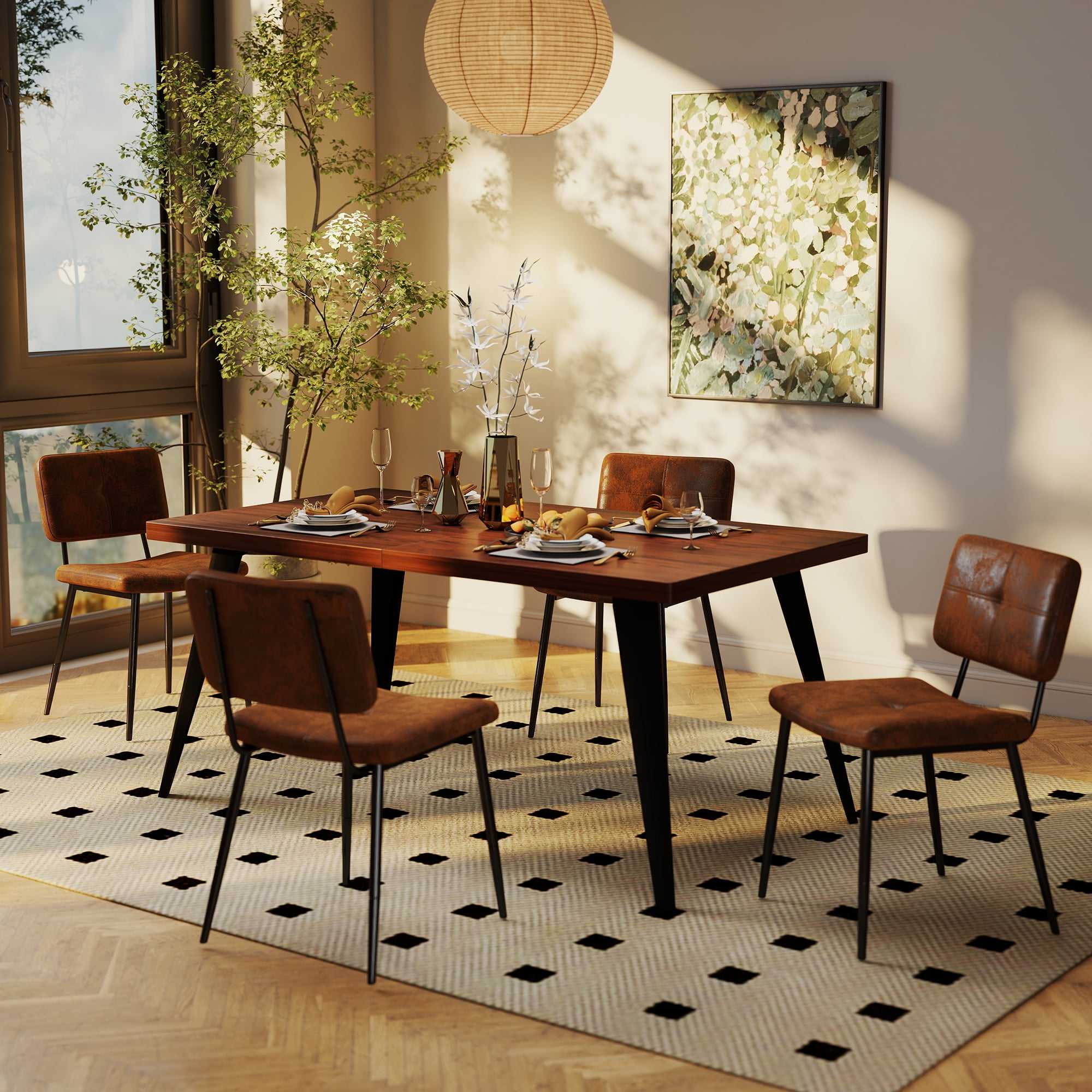 Homy Casa - Ensemble de 4 chaises de salle à manger rembourrées, assise en suédine et entretien facile