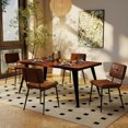 thumbnail image 4 of Homy Casa 63 In Industrial Dining Set with Faux Suede Chairs - Faux Walnut Table, 4 of 11