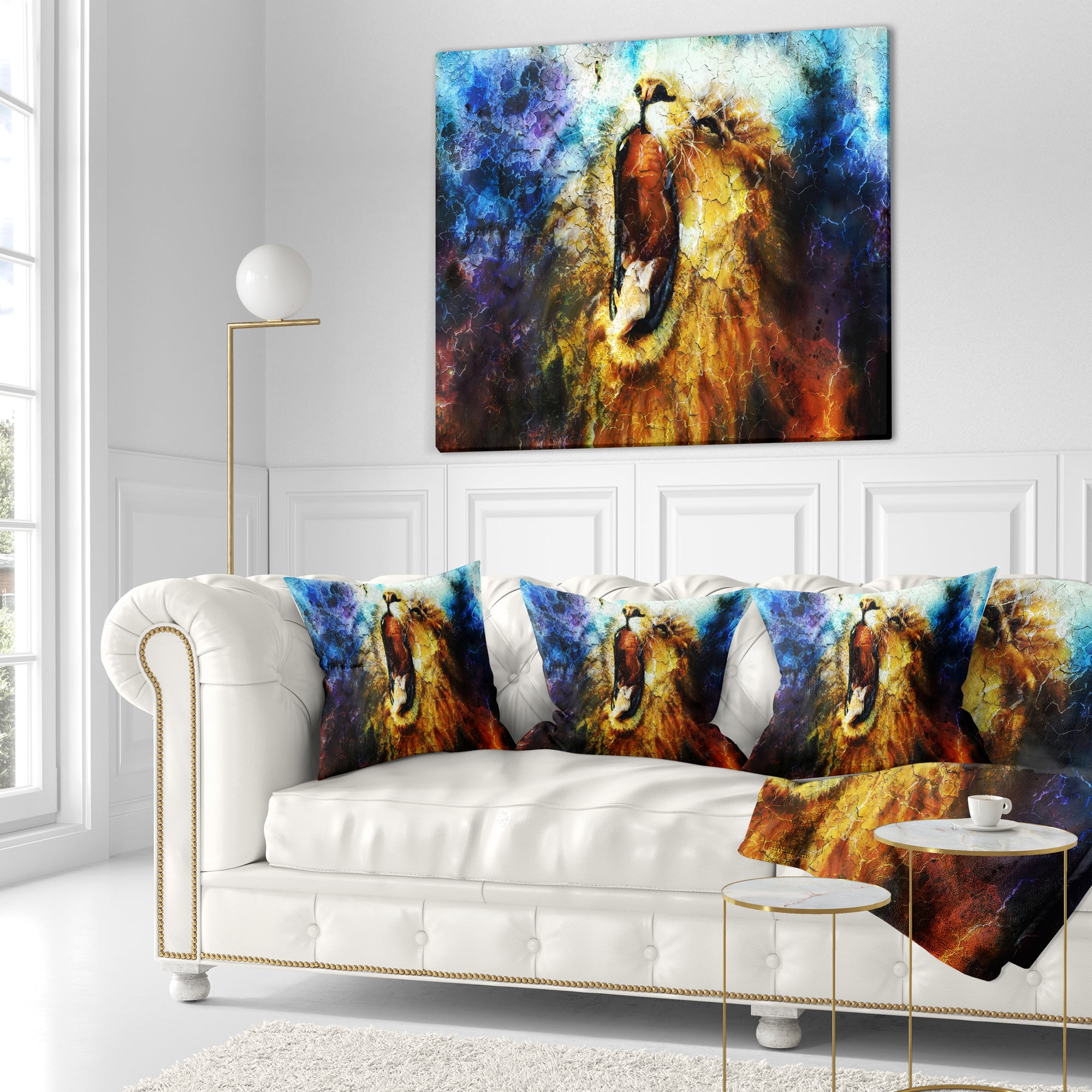 Designart Mighty Lion Emerging - Animal Throw Pillow - 18x18