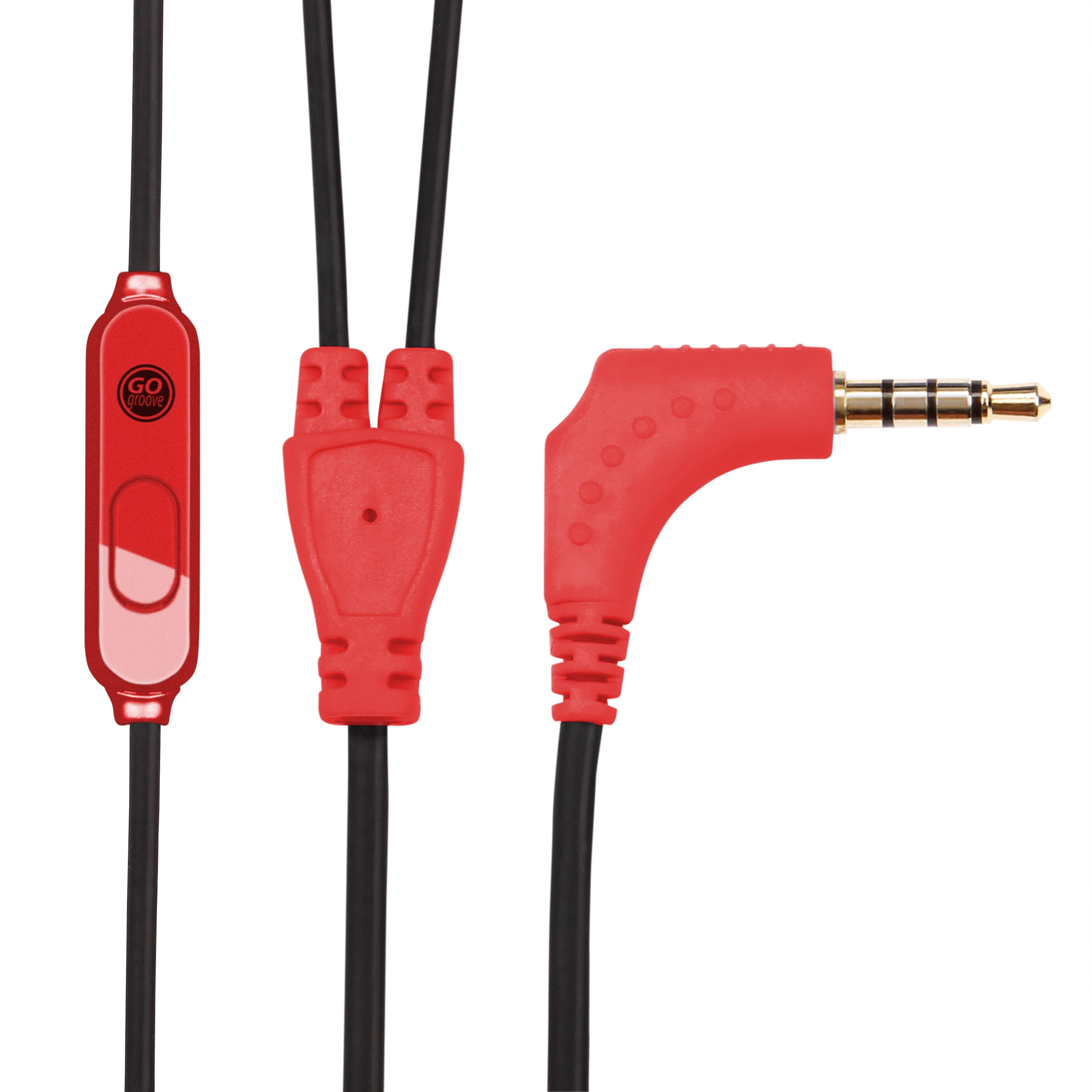 Rugged AudiOHM RNF Red Ergonomic Earbud Headphones with Lifetime Warranty by GOgroove feat. Handsfree Mic and Military Grade Materials for Body Armor - Works With Apple , Samsung , HTC and More