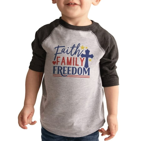 

7 ate 9 Apparel Kids Patriotic 4th of July Shirt - Faith Family Freedom Grey Shirt 3T