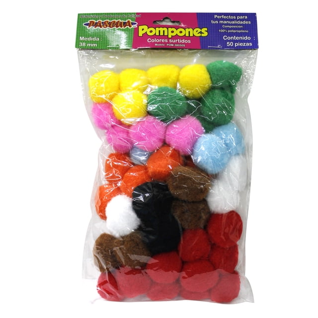 50 Pompones de colores PASCUA 38mm Para Decoracion Y Manualidad Diy