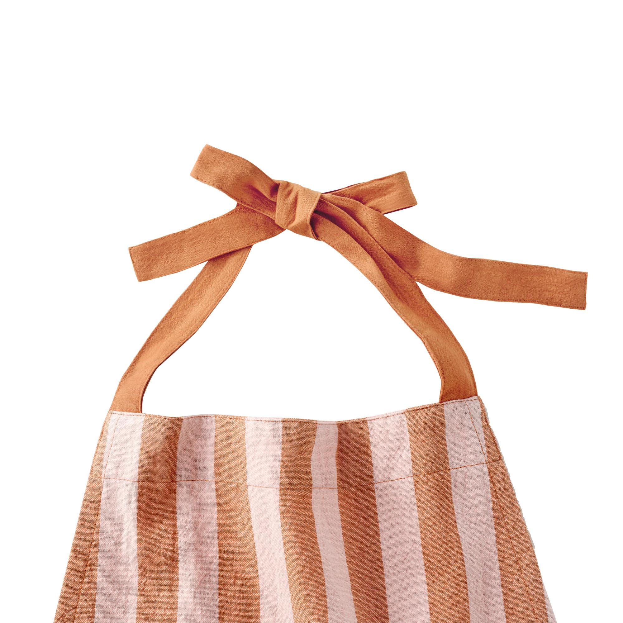 Beautiful Yarn Dyed Stripe Apron by Drew Barrymore, Coral Rose, 30"W x 32"L