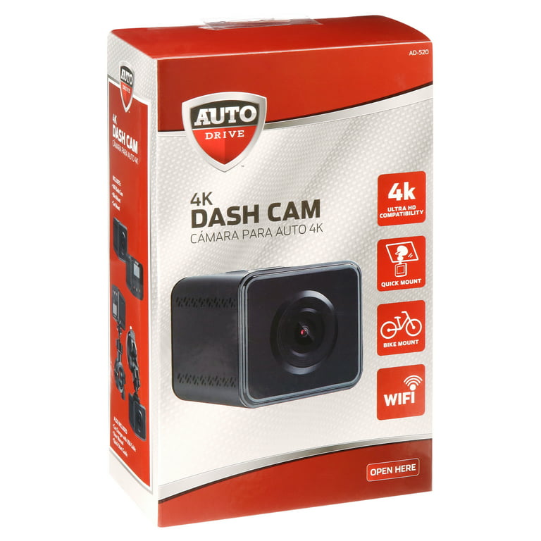Auto Drive 4K 1080p Dash Cam with Snap and Save Button and Continuous Loop  Recording 