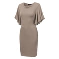 thumbnail image 2 of MBJ WDR1256 Womens Cowl Neck Short Flutter Sleeve Dress S TAUPE, 2 of 3