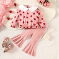 thumbnail image 2 of WUXIAN Girls Clothes Set 2024 Autumn New Baby Sweet Strawberry Print Long Sleeve Doll Collar Top Flare Trouser Child Funny Set, 2 of 6