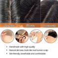 thumbnail image 5 of Postizos para el cabello para mujeres, tupé de corona, 100 % cabello humano, con clip, base de seda, postizos, raya en el medio con protección contra la caída del cabello, extensiones de cabello blan, 5 of 5