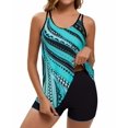 thumbnail image 2 of Traje de baño Arolina Retro Tankini Tummy Control para mujer, azul 22W, 2 of 6