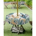 thumbnail image 4 of Fsddascl Green Yellow Tropical Leaves Outdoor Tablecloth - 54 Inch Round Dining Table Cover, Vintage Botanical Summer Waterproof Outdoor Table Cloth with Umbrella Hole & Zipper for Picnic/Patio, 4 of 7