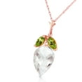 thumbnail image 2 of Galaxy Gold 14K Rose Gold Natural Peridots and Pointy White Topaz Briolette Drop Necklace - August Birthstone - Warmth & Prosperity - 16" to 24" - Fine Jewelry for Women, 2 of 3