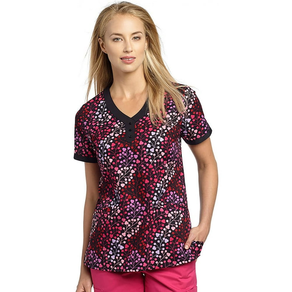 White Cross Allure by White Cross Women's VNeck Floral Print Scrub