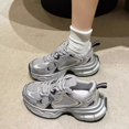 thumbnail image 4 of Platform dad shoes, women's shoes, spring and summer, silver, pink, comfortable, breathable, versatile, lightweight, sports and leisure shoes, 4 of 5