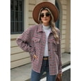 thumbnail image 6 of Deago Women's Fashion Cropped Shacket Jacket Casual Plaid Button Down Corduroy Jackets Long Sleeve Fall Coat Tops (Red, M), 6 of 9