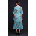 thumbnail image 3 of Bimba Coton Bleu Anémone Chinoise Floral Femmes Col en V Poche Asymétrique Robe Droite Manches Courtes Mi-Longue-Xx-Grand, 3 of 4