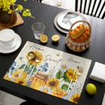 thumbnail image 3 of Yellow Sunflowers Placemats Set of 12, Daisy Bees Elegant Pastoral Floral Placemats for Dining Table, Place Mats for Kitchen Tabletop, Waterproof Wipeable Dining Table Mats Set, 3 of 9