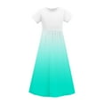 thumbnail image 4 of Girls Maxi Dresses with Pockets Teens Kids Short Sleeve Crewneck High Waisted Gradient Printed Pleated Beach A-Line Dress Size 4-14, 4 of 8