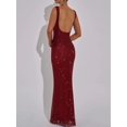thumbnail image 5 of Sparkly Sequin Meramid Prom Dresses Spaghetti Straps Square Neck Tube Formal Evening Party Club Gowns Red L, 5 of 8