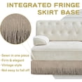 thumbnail image 5 of 135.6'' Modular Sectional Sofa, Chesterfield Velvet Cloud Couch, Upholstered 4-Seater Sofa with Button Tufted, Tassel Fringe Skirt, Deep Couches for Living Room, Bedroom, Apartment, Beige, 5 of 11