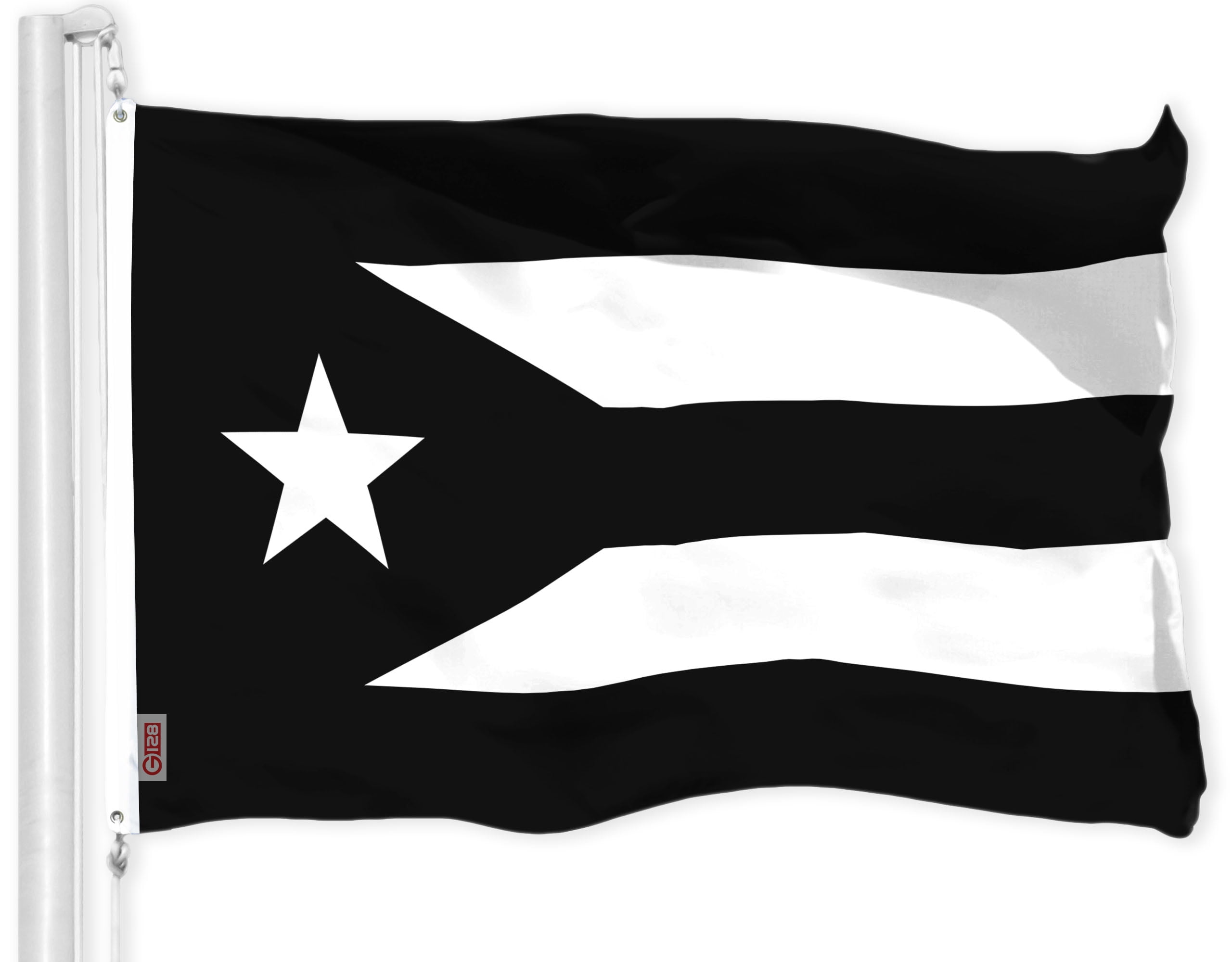 G128 Combo Pack: American USA Flag 3x5 Ft & Puerto Rico Black and White Puerto Rican PR Flag 3x5 Ft | Both LiteWeave Pro Series Printed 150D Polyester | Indoor/Outdoor, Vibrant Colors, Brass Grommets