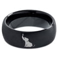 thumbnail image 2 of Tungsten Elephant Sitting Trumpeting Band Ring 8mm Men Women Comfort Fit Black Dome Brushed Polished, 2 of 4